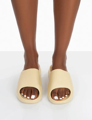 Brady Ecru Rubber Flat Slider Sandals