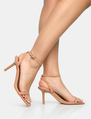 Yara Nude Pu Barely There Mid Stiletto Heels