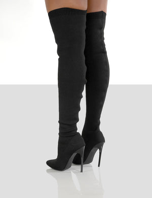 Ariame Black Over The Knee Knitted Boots