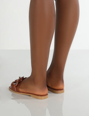 Ark Chocolate Chunky Chain Detail Slide Sandals