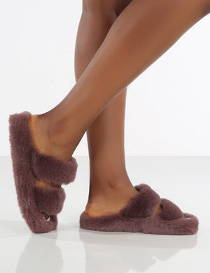 Bunny Mauve Double Strap Fluffy Slippers