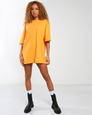 Amber x Public Desire graphic oversized tshirt dress in tangerine