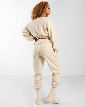 Amber x Public Desire oversized seam detail jogger in butter