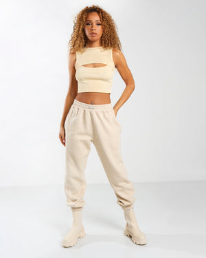 Amber x Public Desire oversized seam detail jogger in butter