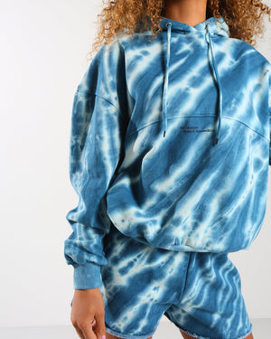 Amber x Public Desire tie dye oversized hoodie co-ord blue