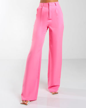 Amber x Public Desire high waist tailored trouser co ord in pink