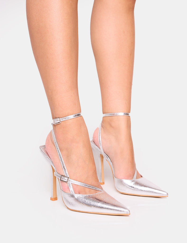 Midnight - scarpe con tacco e dettaglio con fiocco con strass, colore  trasparente di Public Desire in Metallizzato