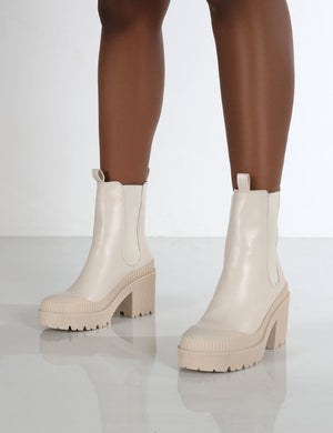 Liah Putty Drench Chunky Sole Heeled Ankle Boots
