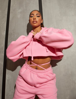 Oversized Super Cropped Hoody Pink