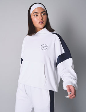 Kaiia Sport Contrast Panel Oversized Hoodie White with Navy