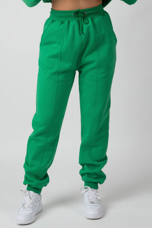 Oversized Fit Seam Front 90S Joggers Green