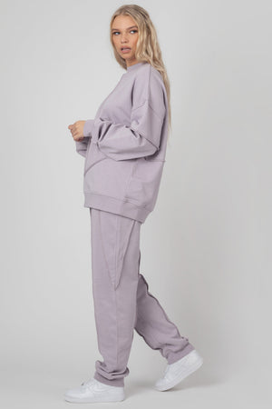 Oversized Fit Raw Edge Joggers Lilac