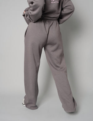 Kaiia the Label Logo Wide Leg Joggers Dark Grey