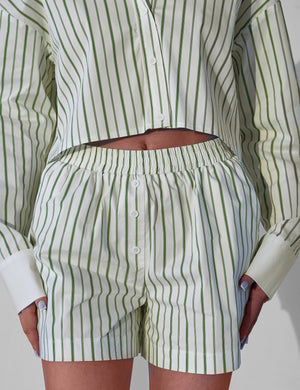 Kaiia Boxer Shorts Co-ord Green Stripe