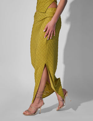 Kaiia Textured Column Maxi Skirt Co-ord Lime