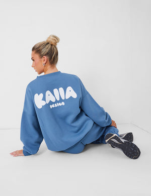 Kaiia Design Oversized Sweatshirt Co-ord Denim Blue