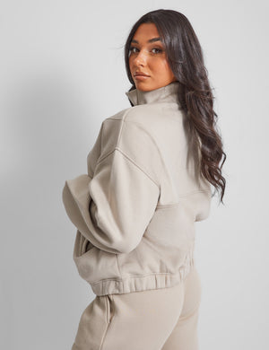 Half Zip Oversized Sweatshirt Stone