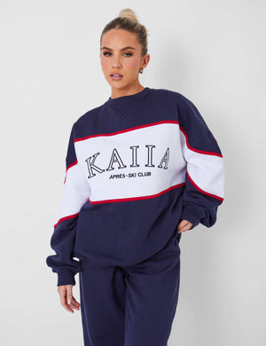 Kaiia Wide Leg Sweat Pants in Navy