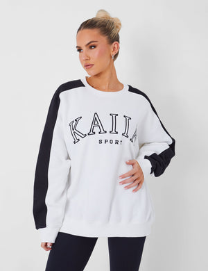 Kaiia Sport Oversized Sweatshirt in White and Black