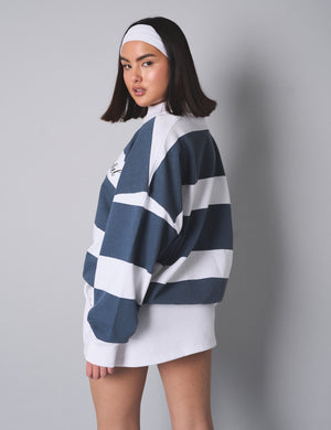 Kaiia the Label Striped New York Oversized Rugby Sweatshirt White