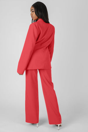 High Waisted Straight Leg Trousers Coral