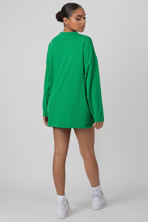 Long Sleeve Oversized T Shirt Green