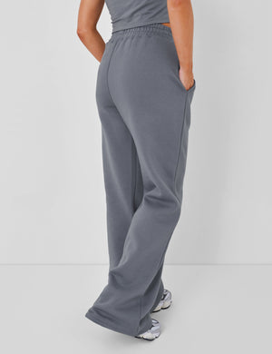 Kaiia Wide Leg Sweat Pants in Charcoal Grey