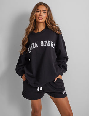 Kaiia Sport Slogan Sweatshirt Black