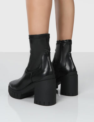 Obstacle Black Chunky Heeled Ankle Boots