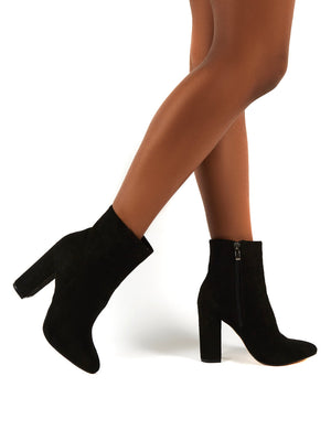 Presley Ankle Boots in Black Faux Suede