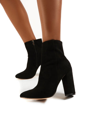 Presley Ankle Boots in Black Faux Suede