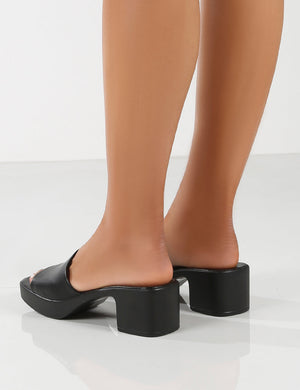 Rejina Black Block Heeled Strappy Sandals