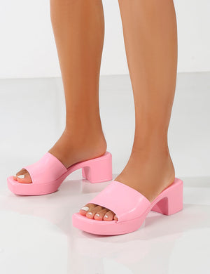 Rejina Pink Block Heeled Strappy Sandals