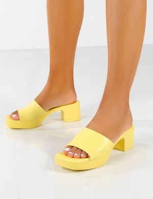 Rejina Lemon Block Heeled Strappy Sandals