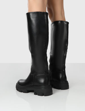 Sabrina Black Knee High Chunky Sole Boots