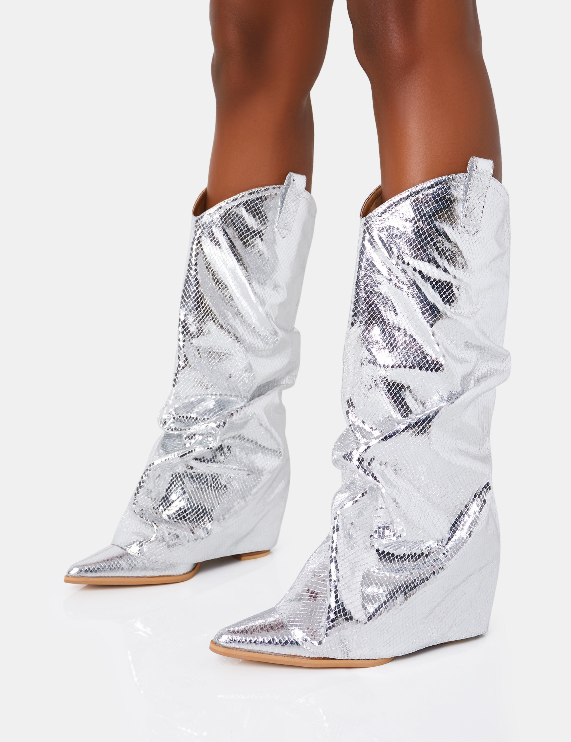 Silver sales slouch boots