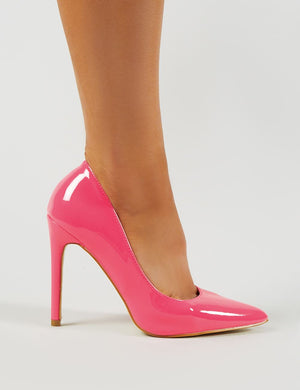 Sleek Court Heels in Neon Pink