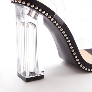 Trick Studded Clear Perspex Heels in Black