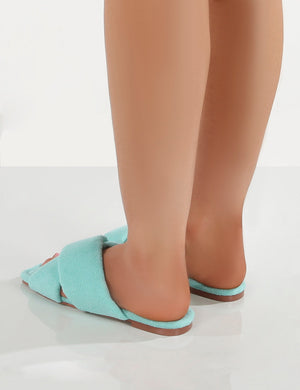 Tropicana Turquoise PU Cross Over Slider Sandals