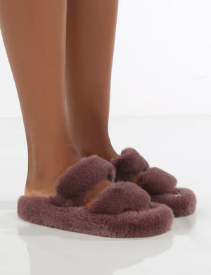Bunny Mauve Double Strap Fluffy Slippers