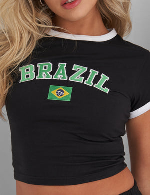 Kaiia Brazil Baby Tee Black