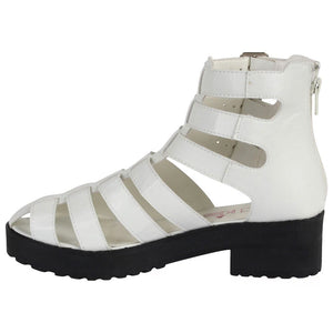Abbie White Strappy Gladiator Sandals