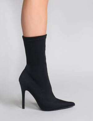 Direct Pointy Sock Boots in Black Stretch