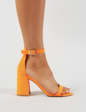 Grier Block Heel Barely Theres in Orange Patent