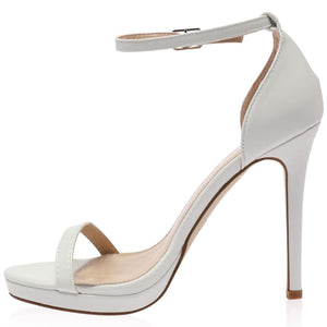 Lottie White Barely There High Heel