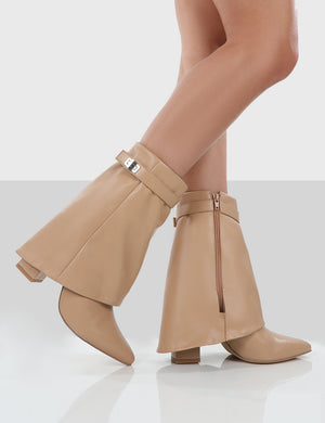 Fyre Tan Pointed Toe Heeled Ankle Boots